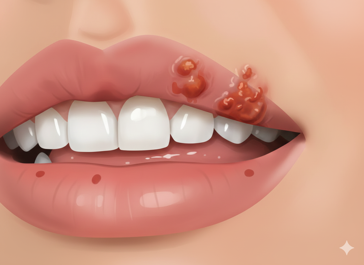 Herpes v ústach